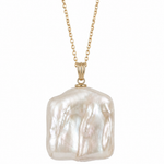 Colier Aur 14K cu Perlă Naturală Keshi — Marina unghi lateral - colier perle naturale aur 14K - Royal Pearls