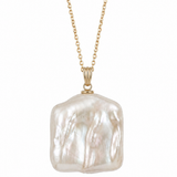 Colier Aur 14K cu Perlă Naturală Keshi — Marina unghi lateral - colier perle naturale aur 14K - Royal Pearls
