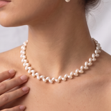 Colier Aur 14K cu Perle Naturale Albe Ovale AAA — Eternal - colier perle naturale aur 14K - Royal Pearls