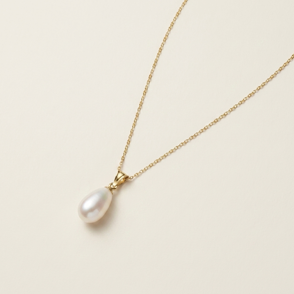 colier perle naturale albe lacrima 9-10mm aur 14k unghi - celeste - royal pearls