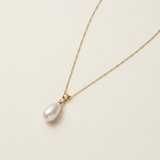 colier perle naturale albe lacrima 9-10mm aur 14k unghi - celeste - royal pearls