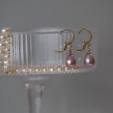 istem de prindere cercei din aur 14K galben cu perlă naturală de cultură mov