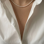 colier perle naturale albe 3mm AAA aur 14k detaliu - petite pearl - royal pearls