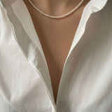 colier perle naturale albe 3mm AAA aur 14k detaliu - petite pearl - royal pearls