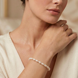 14K gold white rice shape cultured pearl bracelet — Elongé