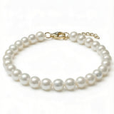 Brățară cu perle de cultură albe 5–5,5 mm din aur 14K Pure Classic