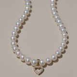 colier perle naturale albe inima aur 14k lifestyle - lumin heart - royal pearls