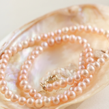 Necklace with pink cultured pearls 4 – 5 mm in 14K gold Blush Line