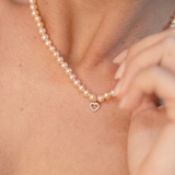 colier perle naturale roz 5-6mm pandantiv inima aur 14k - lumin heart - royal pearls
