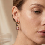 cercei perle naturale mov lacrima 8-9mm aur 14k detaliu - sophie - royal pearls