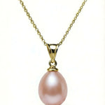 Pandantiv Lira din aur galben 14K cu perlă naturală roz