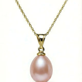 Pandantiv Lira din aur galben 14K cu perlă naturală roz