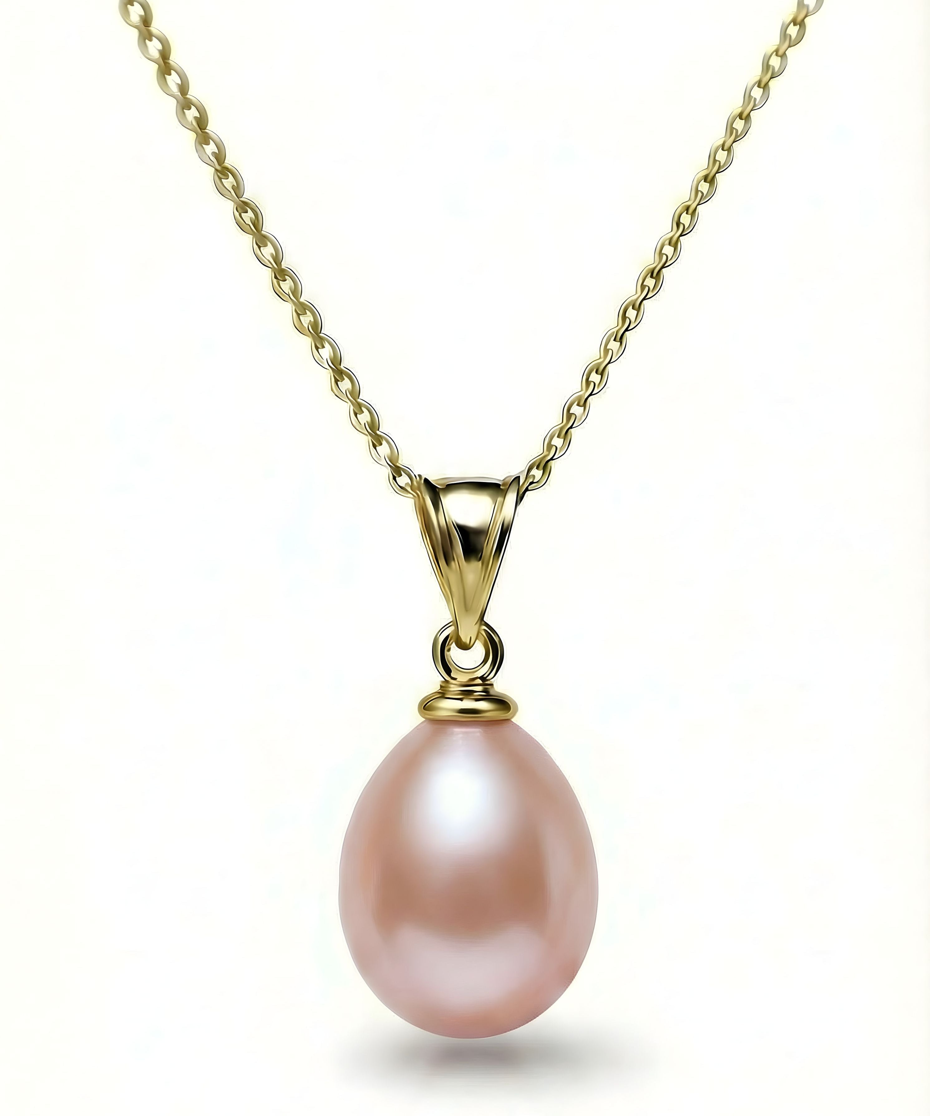 Pandantiv Lira din aur galben 14K cu perlă naturală roz