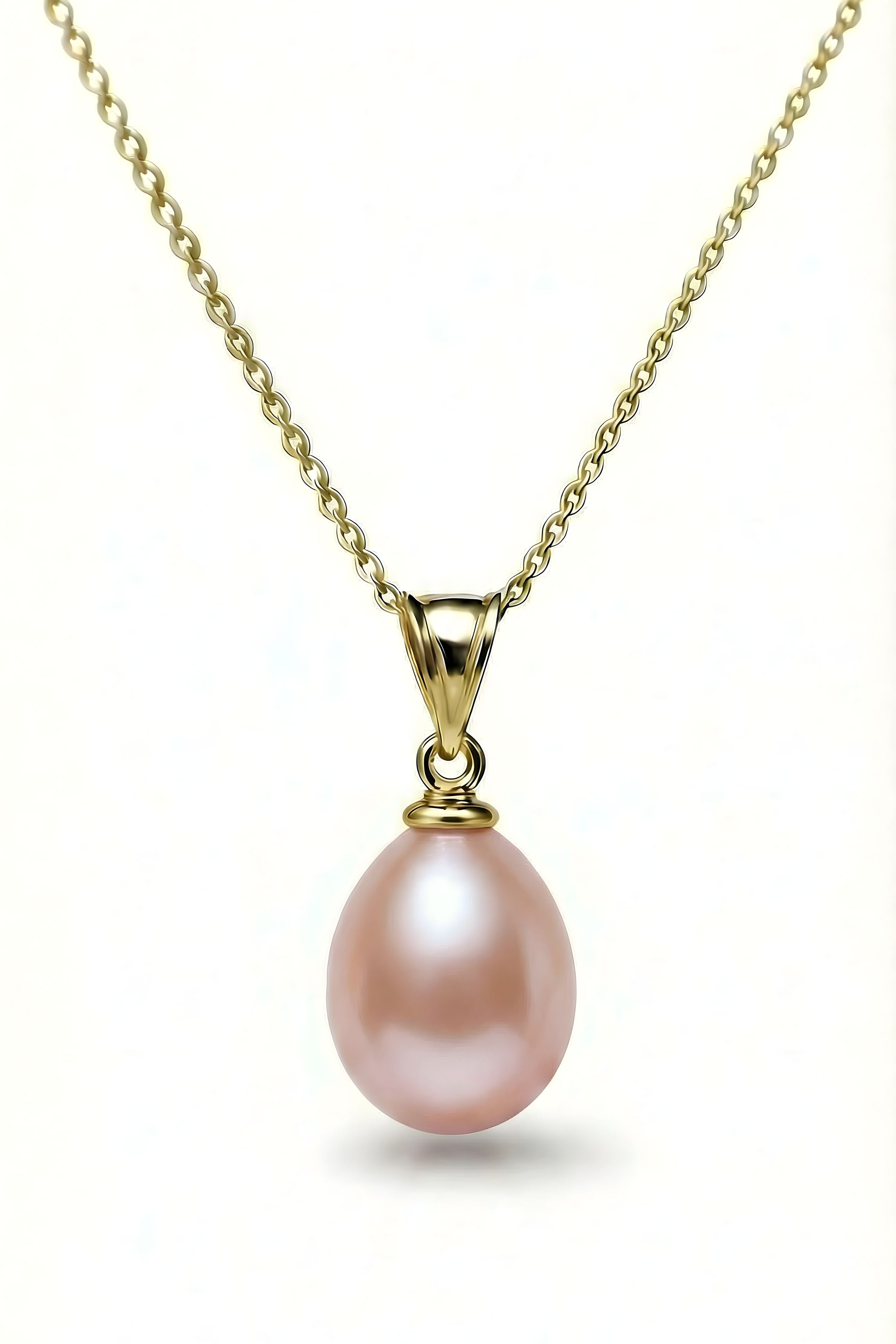 Pandantiv Lira din aur galben 14K cu perlă naturală roz
