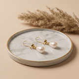cercei perle naturale albe lacrima 8-9mm tortita aur 14k unghi - elisabeth - royal pearls