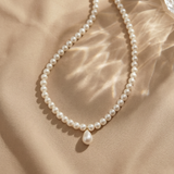 Colier Aur 14K cu Perle Naturale Champagne 5-6mm si Pandantiv Perla— Lady Di