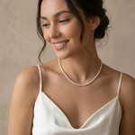 colier perle naturale albe 3mm AAA aur 14k lifestyle - petite pearl - royal pearls