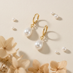 cercei perle naturale albe lacrima 8-9mm tortita aur 14k unghi - josephine - royal pearls