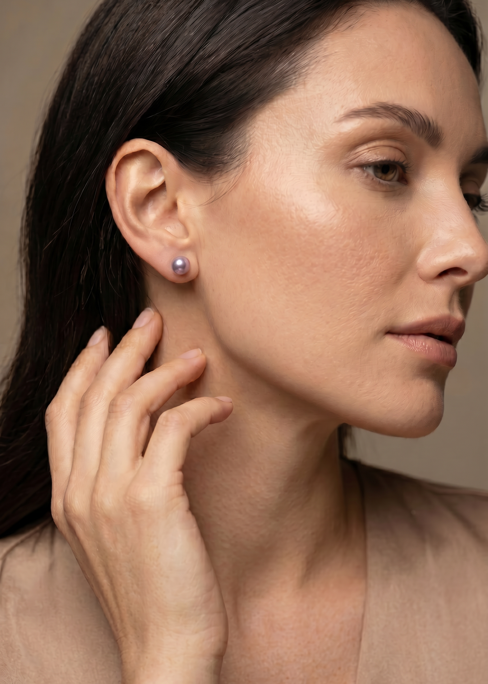Cercei Aur 14K cu Perle Naturale Mov 5-6mm Stud - cercei perle naturale aur 14K - Royal Pearls