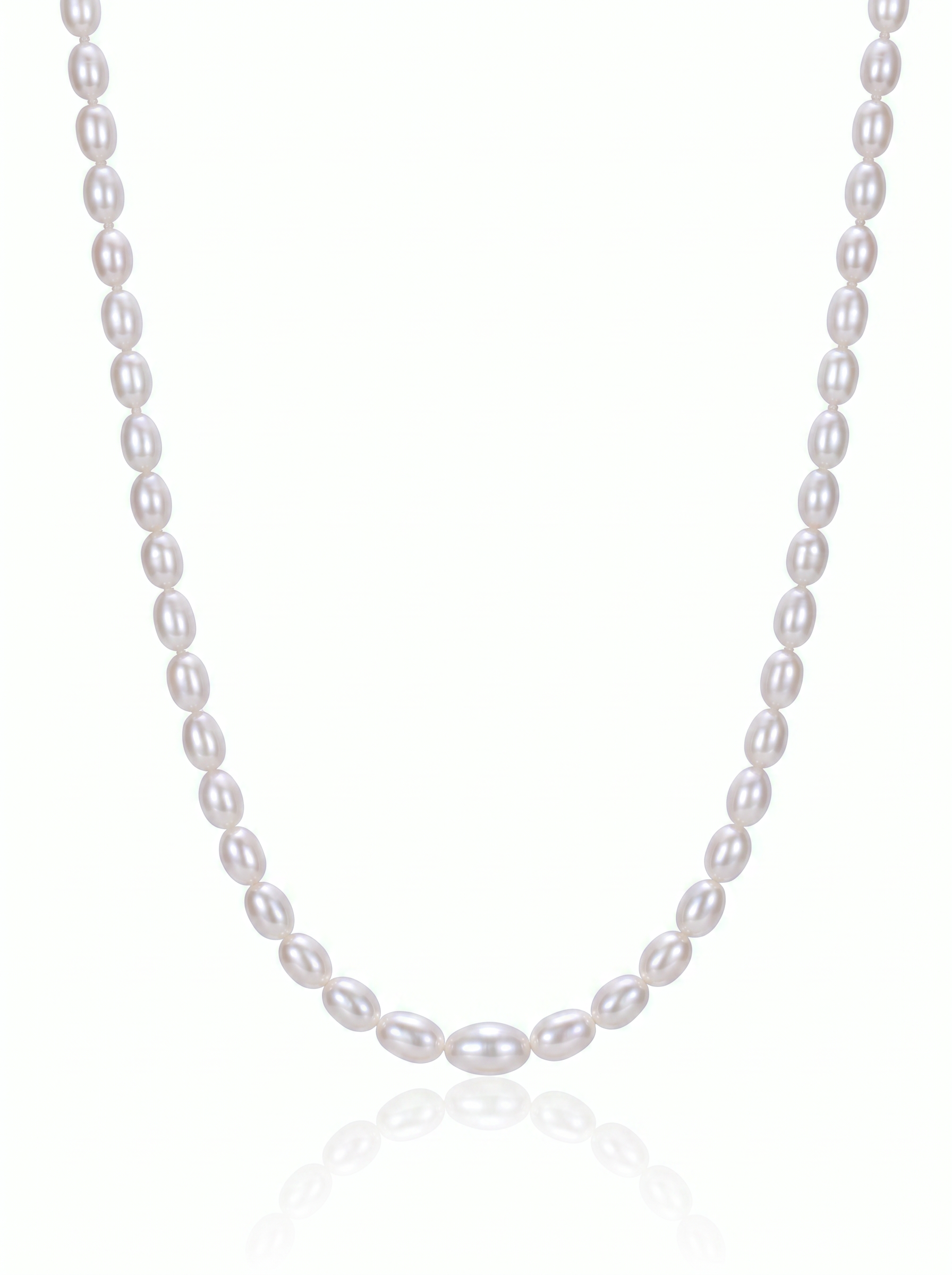 Colier Aur 14K cu Perle Naturale Albe Ovale 5-6mm — Luna detaliu - colier perle naturale aur 14K - Royal Pearls