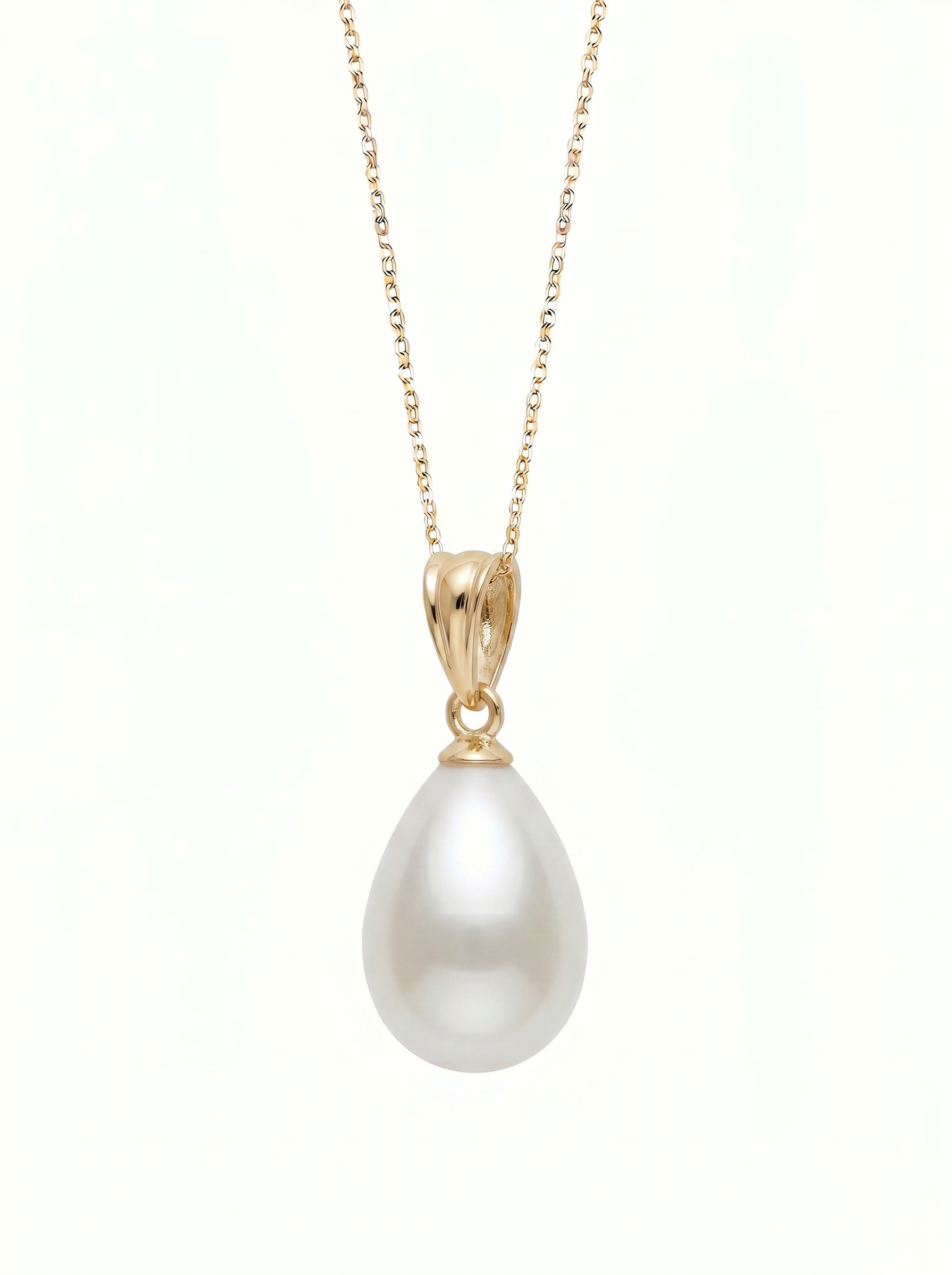 Colier Aur 14K cu Perlă Naturală Albă Lacrimă 9-10mm — Celeste detaliu - colier perle naturale aur 14K - Royal Pearls