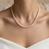 colier perle naturale albe ovale 5-6mm aur 14k detaliu - luna - royal pearls