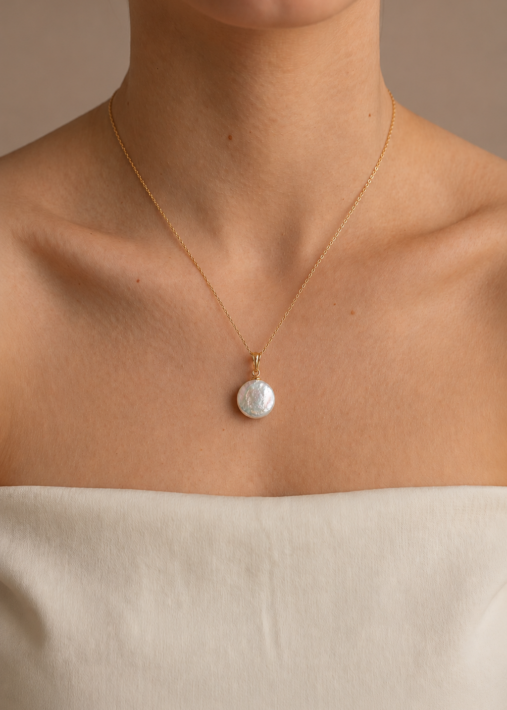 Colier Aur 14K cu Perlă Naturală Keshi Albă — Alba - colier perle naturale aur 14K - Royal Pearls