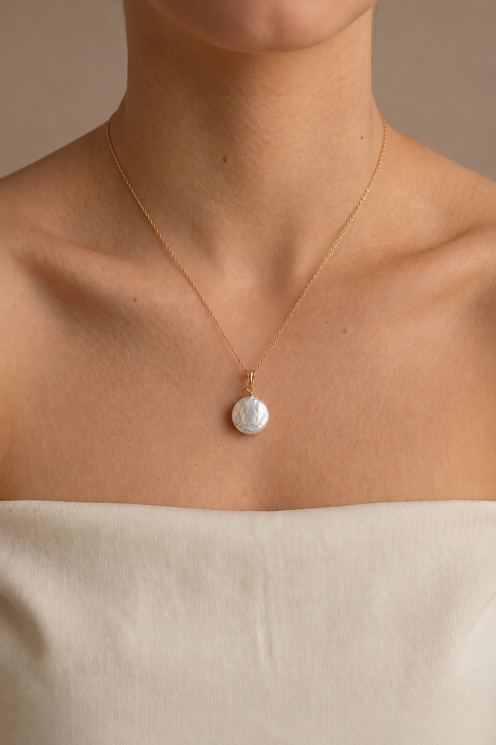 Colier Aur 14K cu Perlă Naturală Keshi Albă — Alba - colier perle naturale aur 14K - Royal Pearls