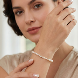 Bracelet with white cultured pearls 3 - 4 mm in 14K yellow gold Ivory Thread