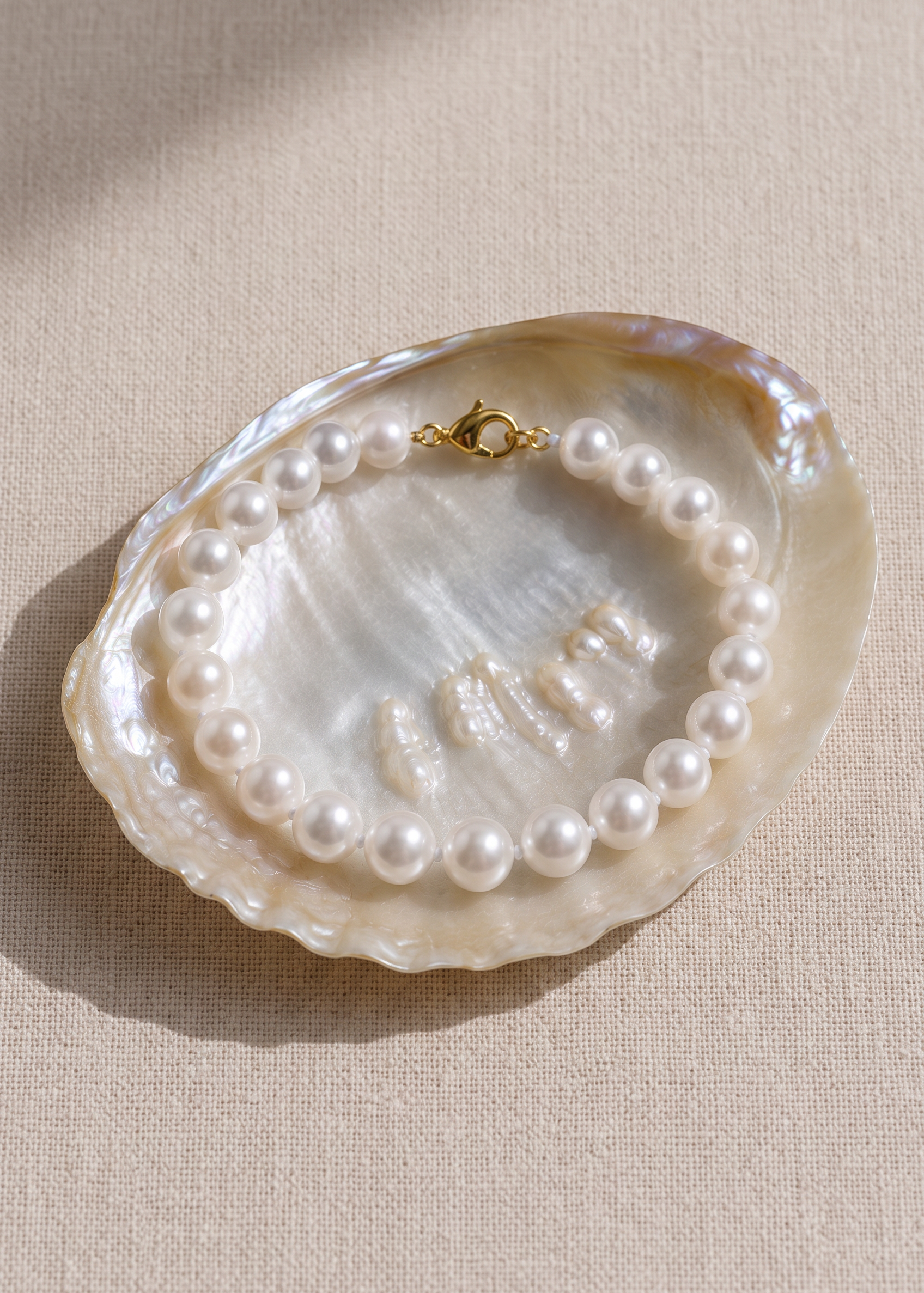 Brățară Aur 14K cu Perle Naturale Albe Mari 8-9mm AAA — Héritage - brățară perle naturale aur 14K - Royal Pearls