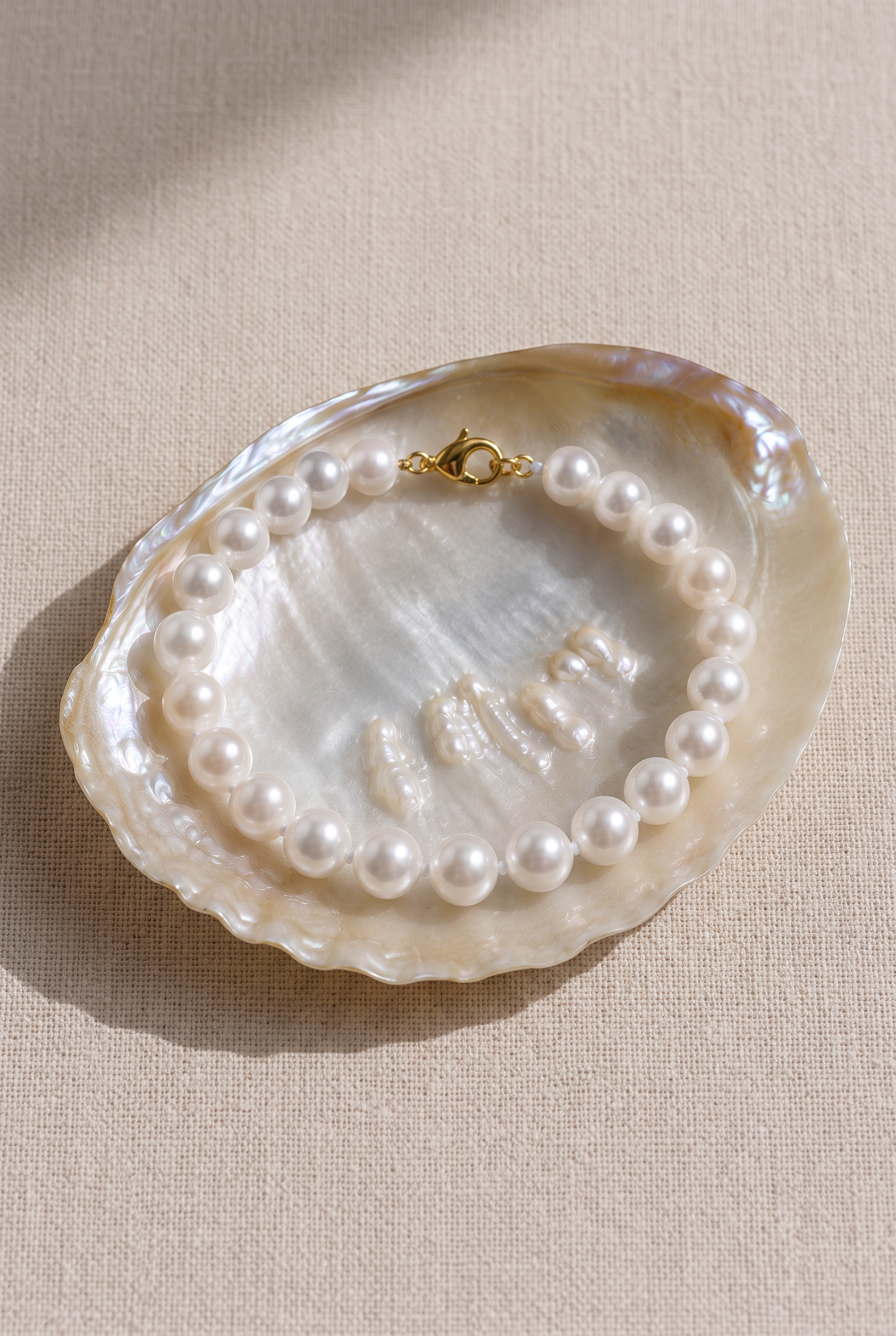 Brățară Aur 14K cu Perle Naturale Albe Mari 8-9mm AAA — Héritage - brățară perle naturale aur 14K - Royal Pearls