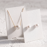 Set Perle Naturale Albe Aur 14K Marie – Perle Rotunde 7–8 mm unghi lateral - set bijuterii perle naturale aur 14K - Royal Pearls