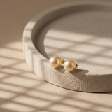 14K gold stud earrings with 7 – 8 mm pink cultured pearls