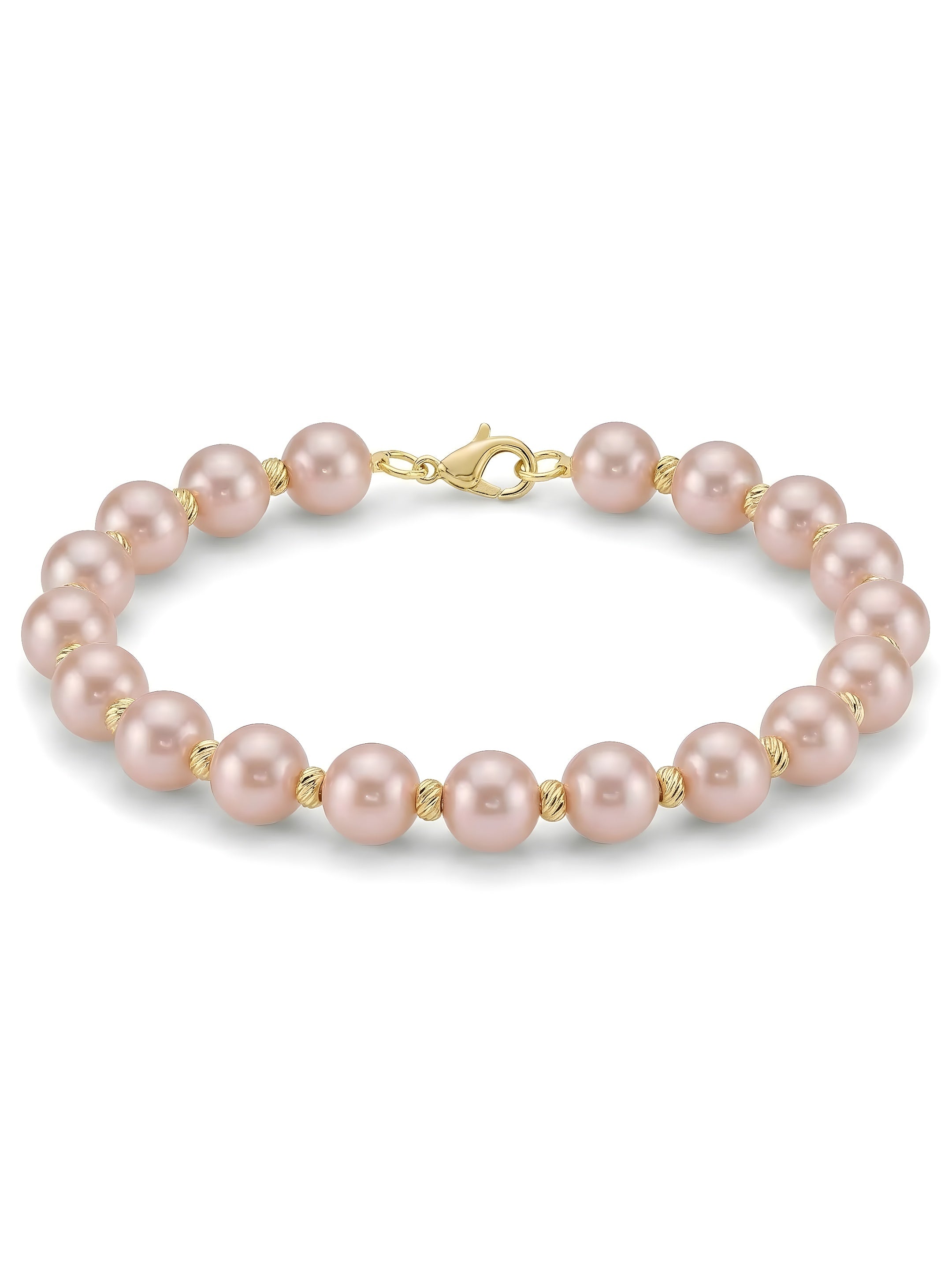 Brățară Aur 14K cu Perle Naturale Roz 5-6mm și Bile Aur — Rose Dorée detaliu - brățară perle naturale aur 14K - Royal Pearls