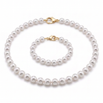 Set Perle Heritage - Colier și Brățară cu Perle Mari Albe 8-9mm si Aur 14K - colier perle naturale aur 14K - Royal Pearls