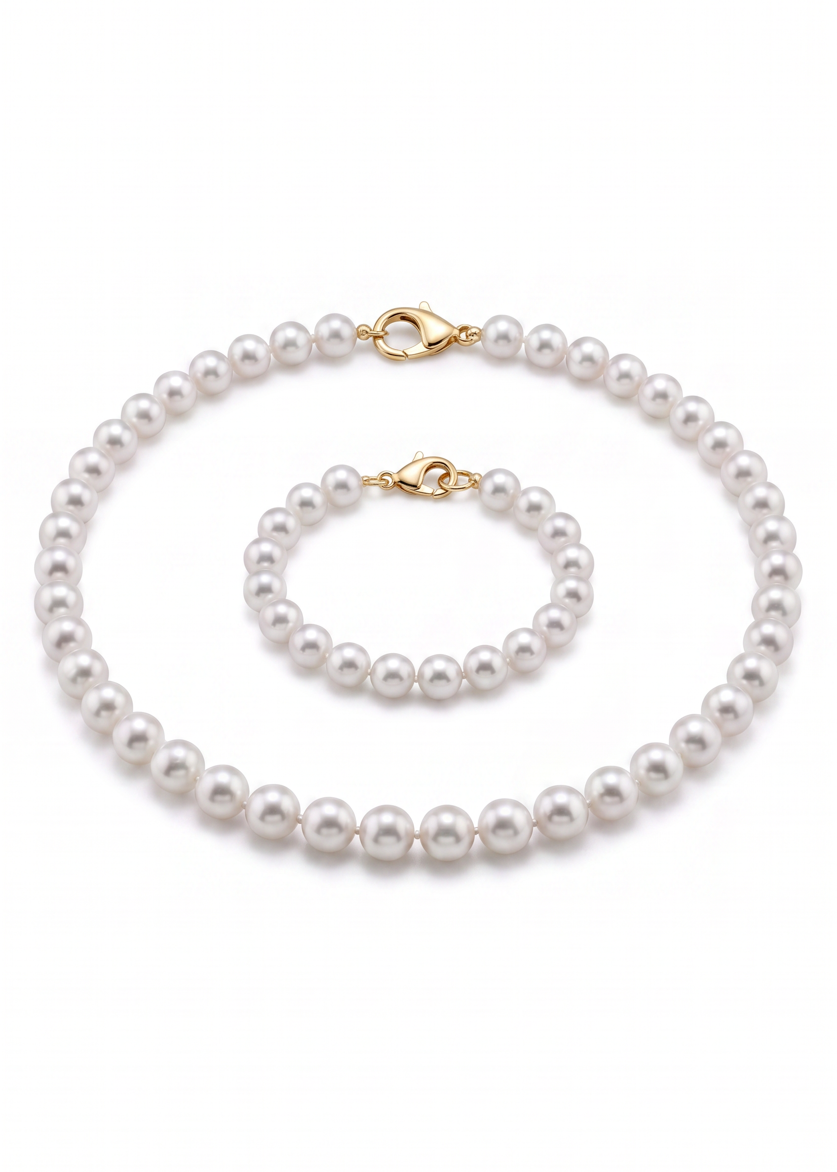 Set Perle Heritage - Colier și Brățară cu Perle Mari Albe 8-9mm si Aur 14K - colier perle naturale aur 14K - Royal Pearls