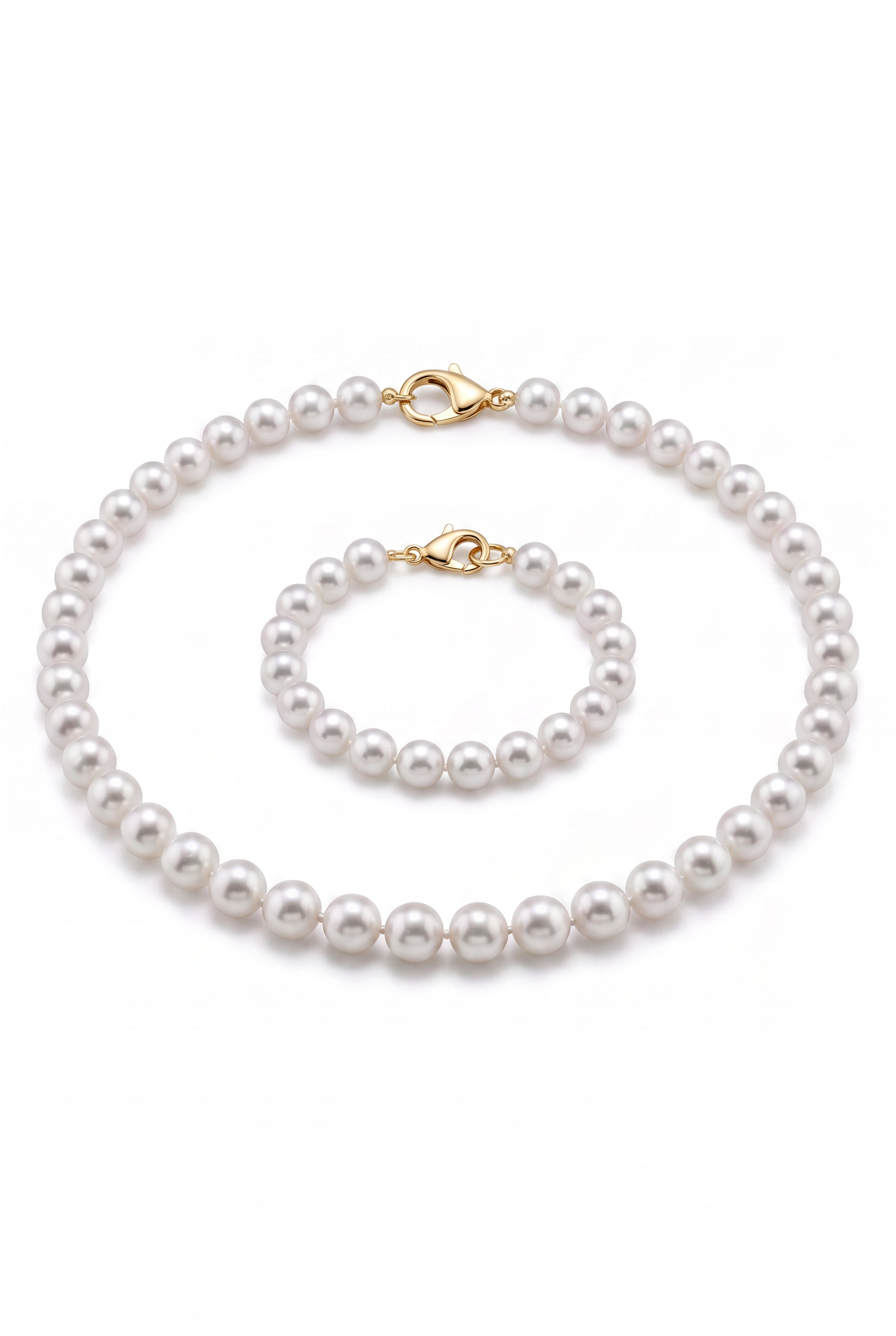 Set Perle Heritage - Colier și Brățară cu Perle Mari Albe 8-9mm si Aur 14K - colier perle naturale aur 14K - Royal Pearls