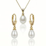 Set Perle Naturale Albe Aur 14K Catherine – Perle Lacrimă 8–9 mm