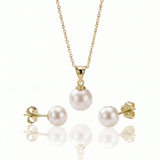 Set Perle Naturale Albe Aur 14K Classic – Perle Rotunde 7–8 mm