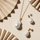 14K yellow gold pendant with natural purple cultured pearl drop 8 – 9 mm Nova