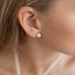 cercei stud perle naturale champagne 7-8mm aur 14k prezentare - royal pearls