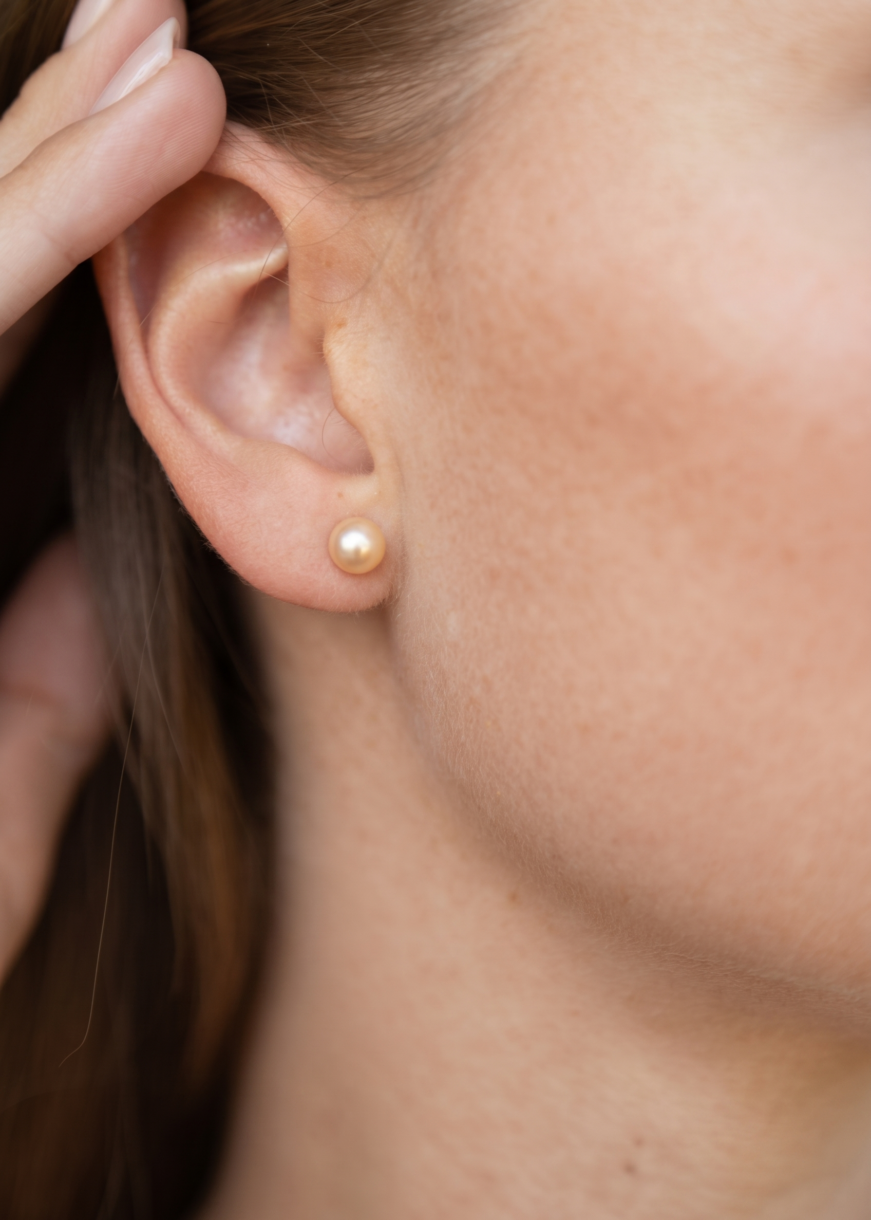 Cercei Aur 14K cu Perle Naturale Roz 5-6mm Stud - cercei perle naturale aur 14K - Royal Pearls